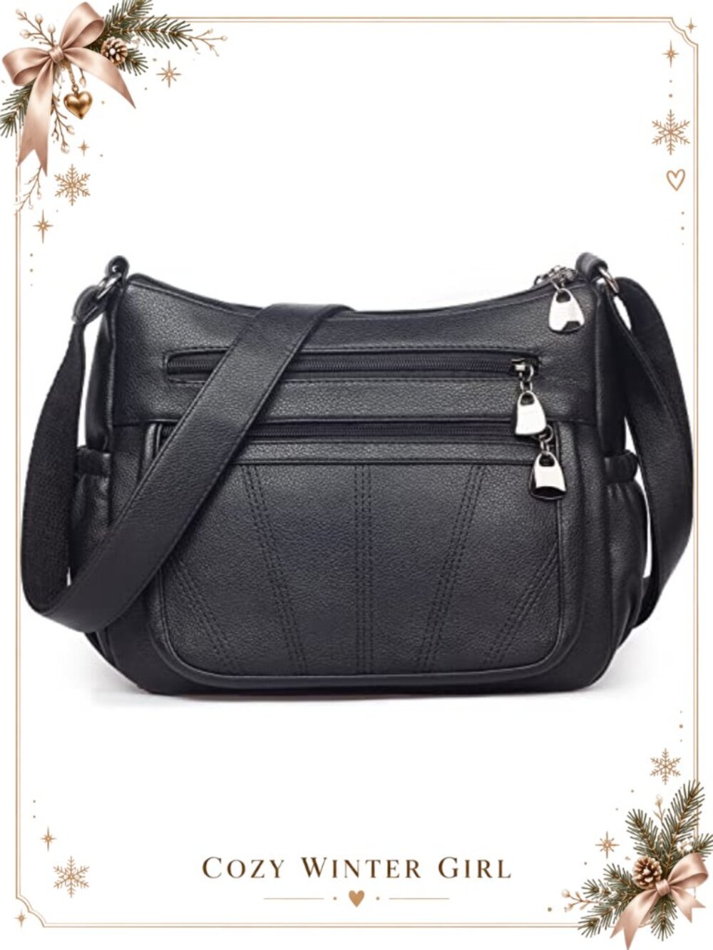 Soft PU Leather Crossbody Purse Satchel Shoulder Bag Adjustable Strap Medium